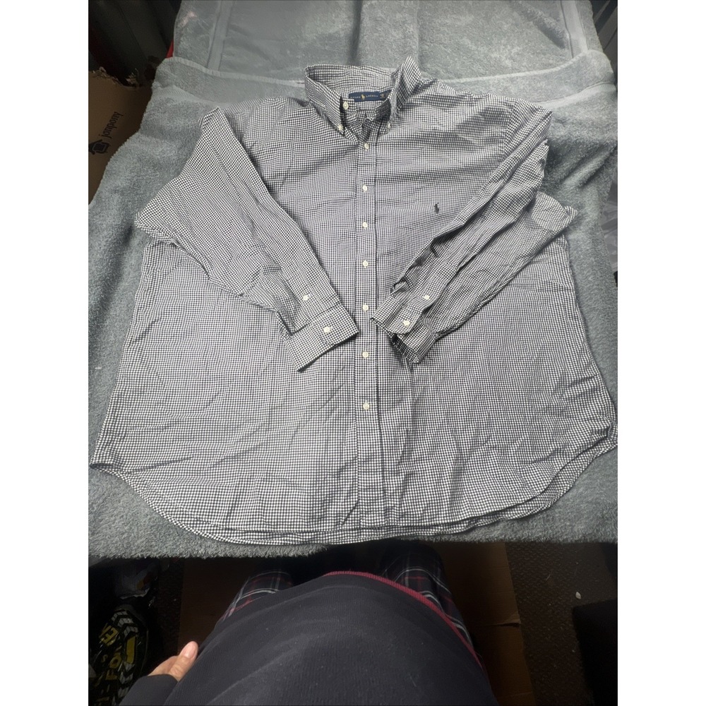 Polo Ralph Lauren Long Sleeve Button Down Black‎ White Gingham Check Men's 4XB